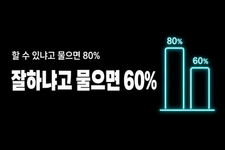 할 수 있냐고 물으면 80%, 잘하냐고 물으면 60%